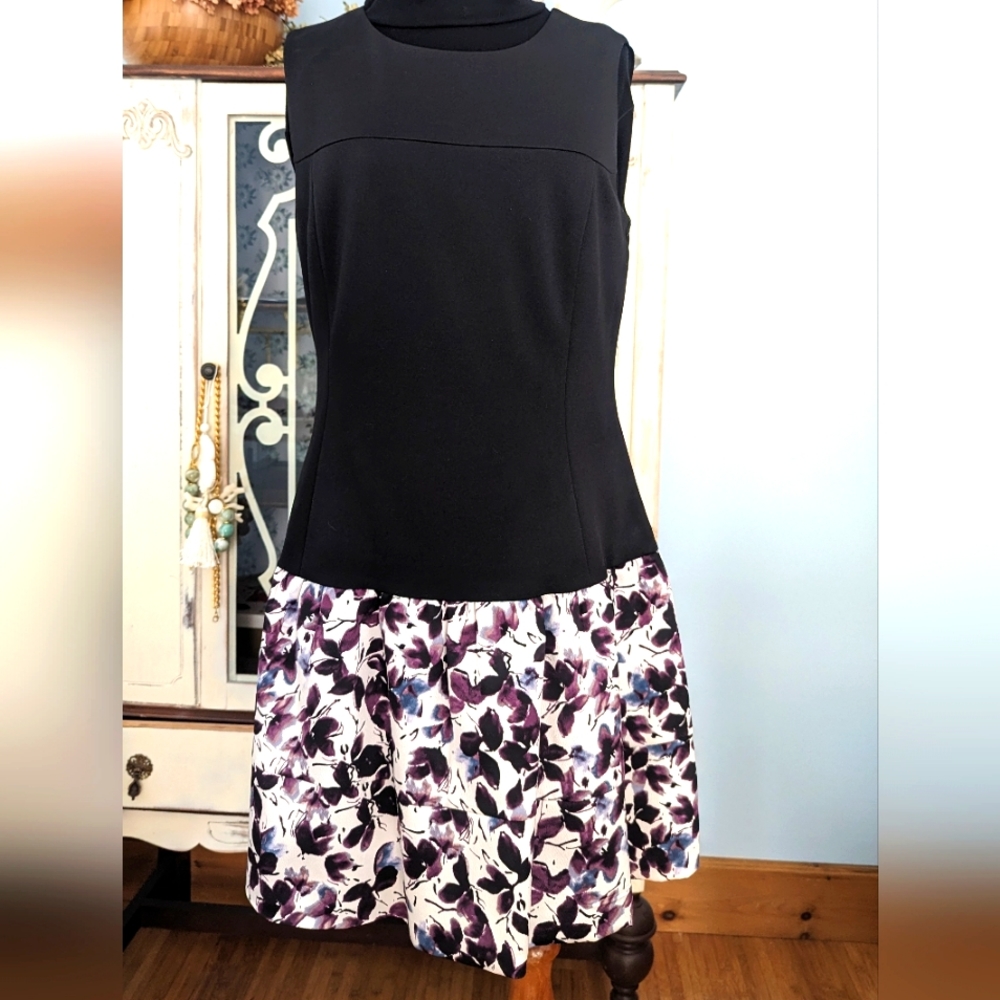 Nine West Black purple Floral Dress